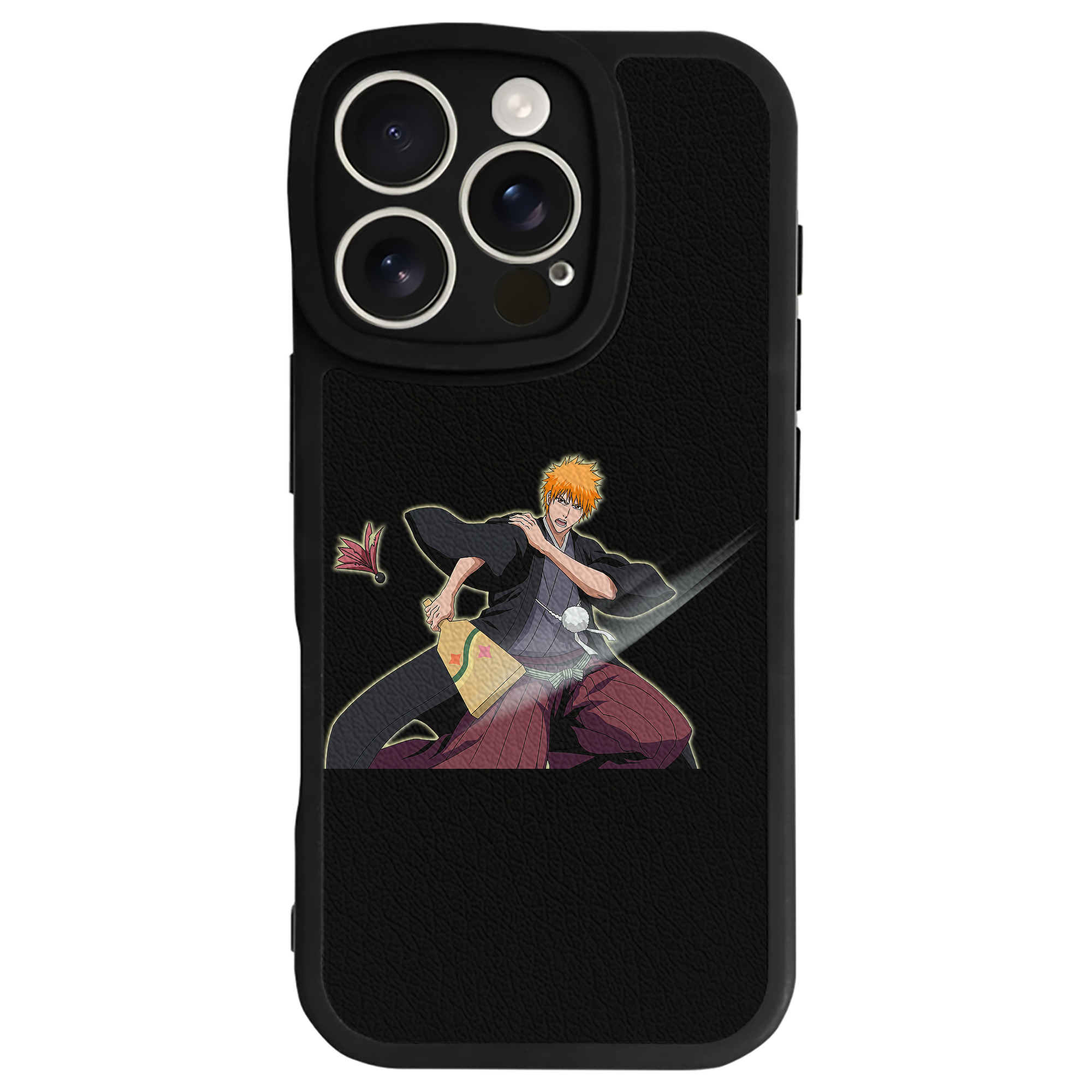 （画像用） ブリーチ 黒崎一護（くろさき いちご）BLEACH Kurosaki Ichigo 【iPhone 16シリーズ対応】シリコンスマホケース（レザー調） 材質：シリコン
